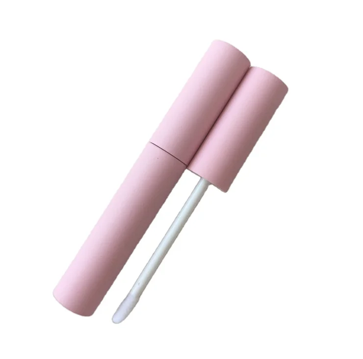 

Custom Plastic Cosmetics Packaging Empty Lipgloss Container Round Matte Pink 10ml Lip Gloss Tubes for Private Label