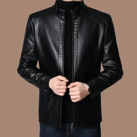 

M-4XL Winter leather coat men's coat plush thick lapel PU jacket spring and autumn Korean men's wear