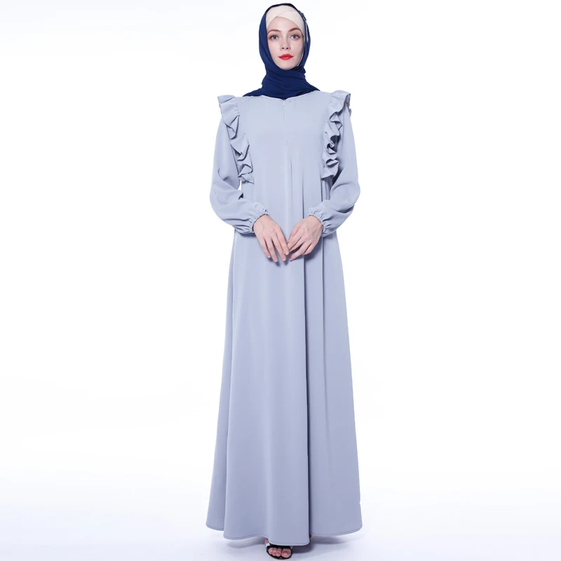 

High quality polyester fabric delicate fungus trim abaya muslim dresses