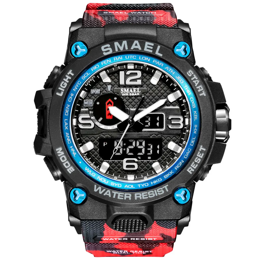 

Camouflage SMAEL 1545MC Watch Men New Style Digital Waterproof Sports Military Watches Men's Shock Analog Dual Display watch