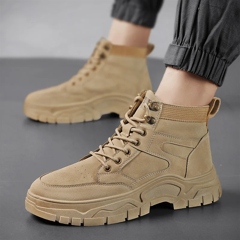 

New fashion casual retro style men's shoes warm platform winter boots Lace up Comfortable shoes