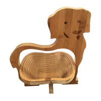 

Natural Bamboo Dog Shape Folding Collapsible Fruit Basket