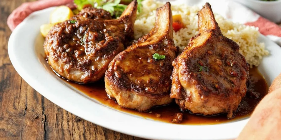 A slow drip of thick balsamic glaze falling off a spoon.