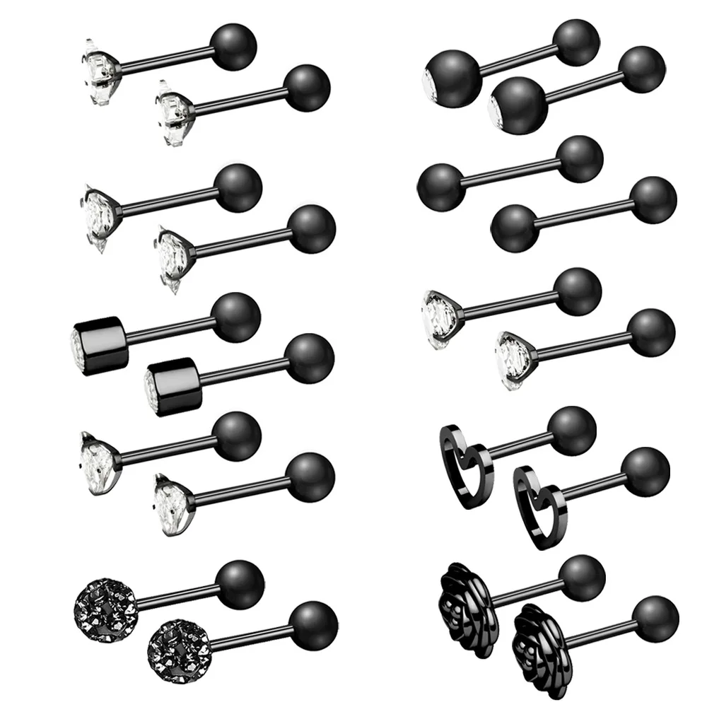 

Exaggerated Wholesale Mixed Womens Trendy Jewelry Safety Pin Stainless Steel Stud Piercing Set Earrings