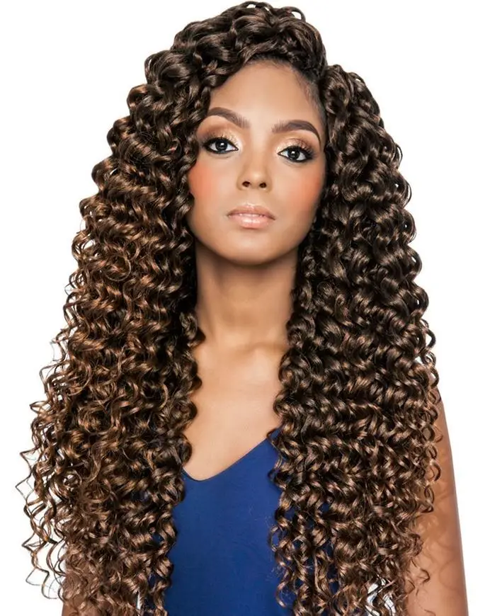 

Wholesale Synthetic Colors 22 Inch Ombre Blonde Water Wave Crochet Extension Braiding Hair 27 Long Passion Twist Hair, #1b #t27 #t30 #tbug