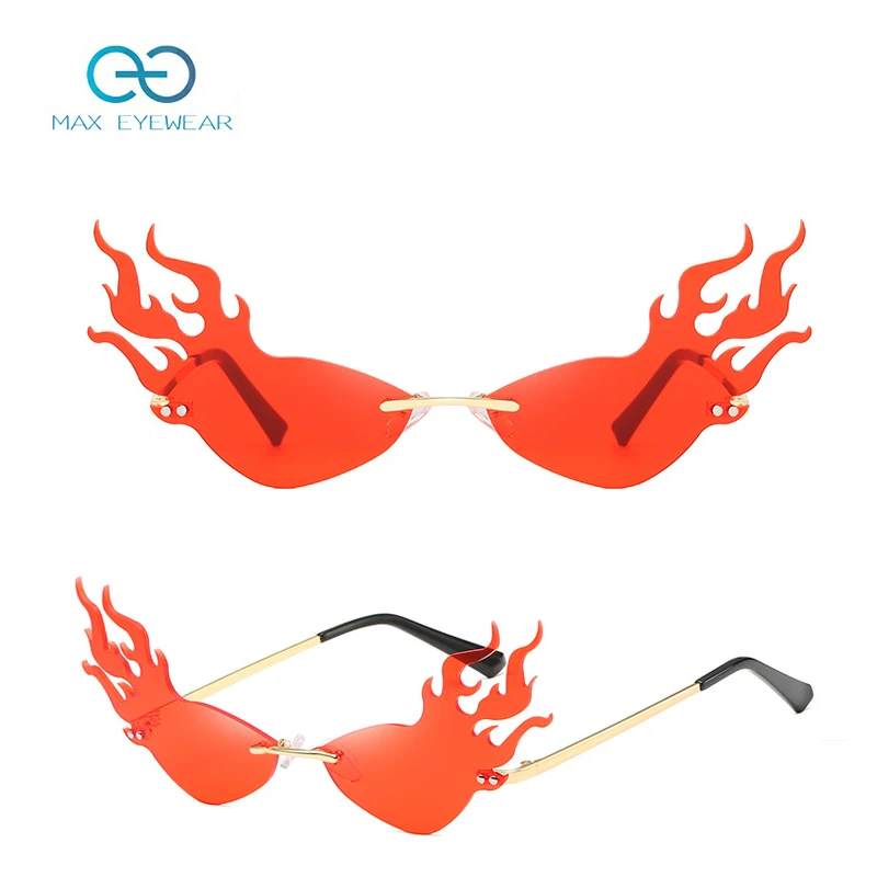 

S9052 fire flame designers shades sunglasses womens fashion glass 2020 sunglasses rimless clear cateye sunglasses cat eye