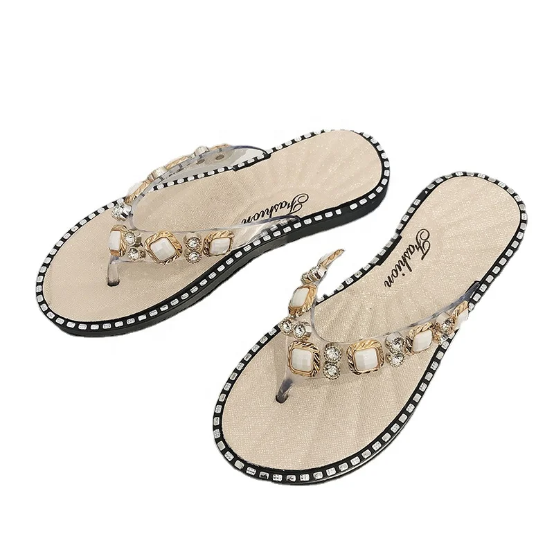 

2021 summer new style slippers outer wear flip flops rhinestone fashion slippers, Picture colors or customized
