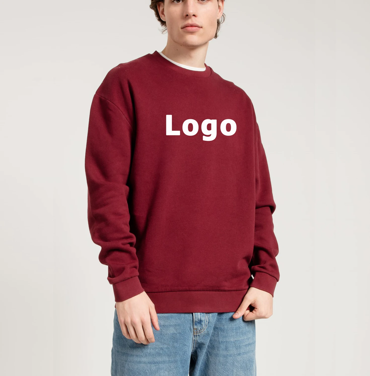 

5XL Plus Size 360g Heavyweight French Terry Sweatshirt Blank Plain Custom Logo Men Streetwear Oversize Crewneck Sweatshirt