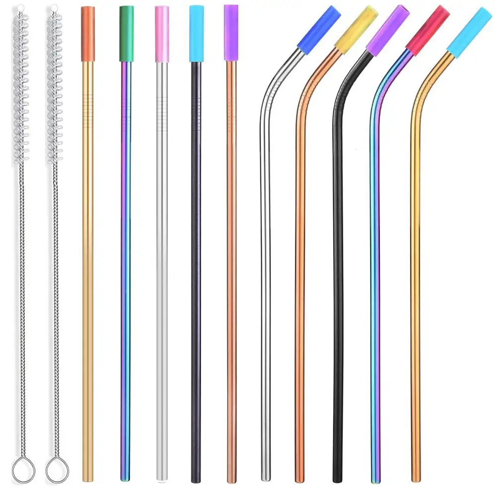 

wholesale customized logo reusable stainless steel straws, Customized color