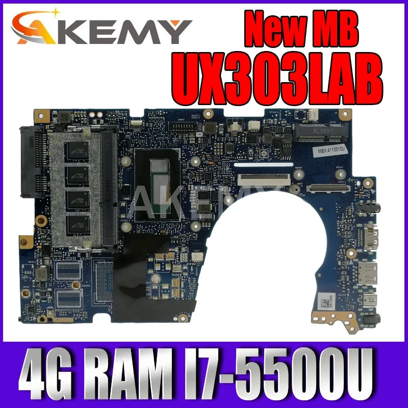 

Akemy UX303LAB Laptop motherboard For Asus UX303LA UX303LB UX303LN UX303LA UX303L U303L mainboard 4G RAM I7-5500U SR23W