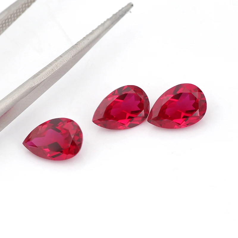 

Lab Grown Ruby Provence Custom Size Pear Cut Synthetic Ruby Stone Red Corundum Stone for Jewelry Making