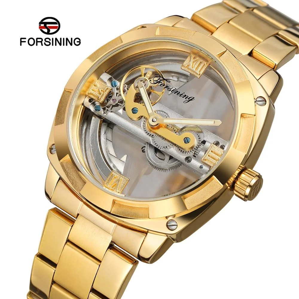 

Forsining 2020 New Design 33 color Stainless Steel Automatic Watch Gold Color Brand Clock Wristwatches Mechanical Mens Watch, According to reality