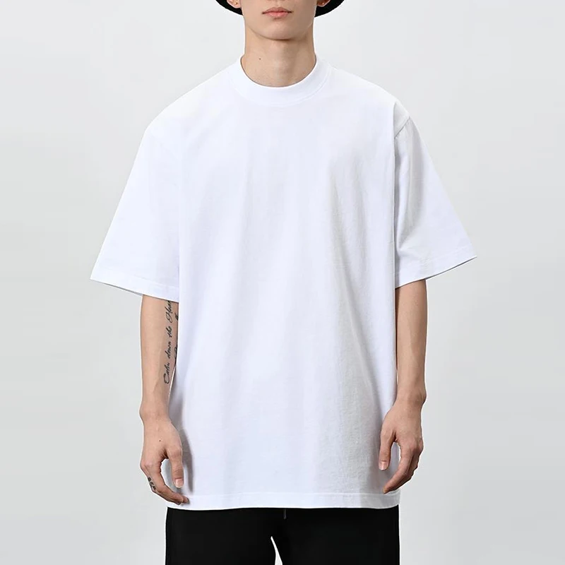 Custom Men's Heavyweight Crew Neck Oversized T-Shirts 100% Cotton Streetwear Blank Short Sleeve Tshirts