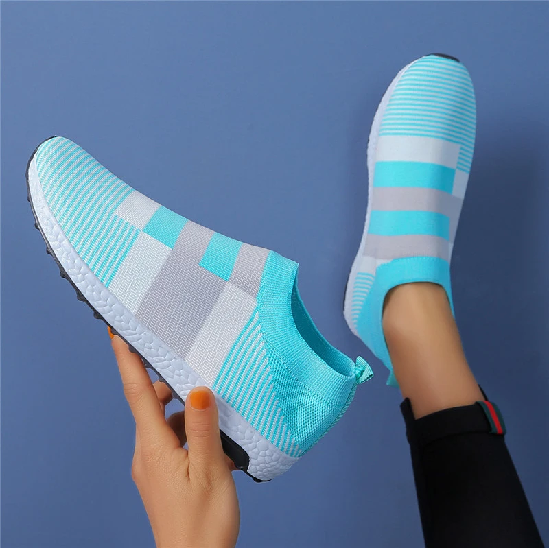 

Women Sneakers Shoes Woman Striped Sock Sneakers Slip On Knitted Vulcanized Shoes Causal Sport Running Trainers Zapatillas Mujer