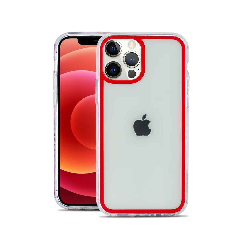

Wholesale luxury ultrathin clear transparent red phone case for iphone 12 pro