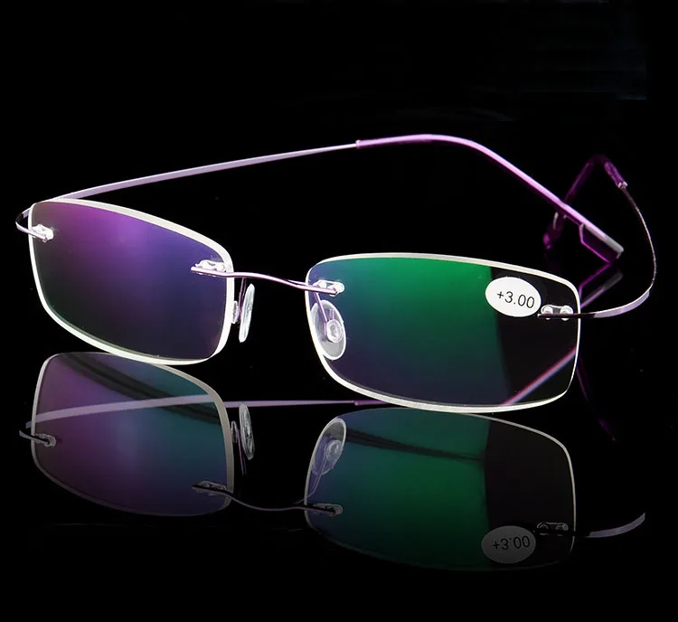 

Newest Fashion Design Square Metal Rimless Frame Glasses Reading Glasses