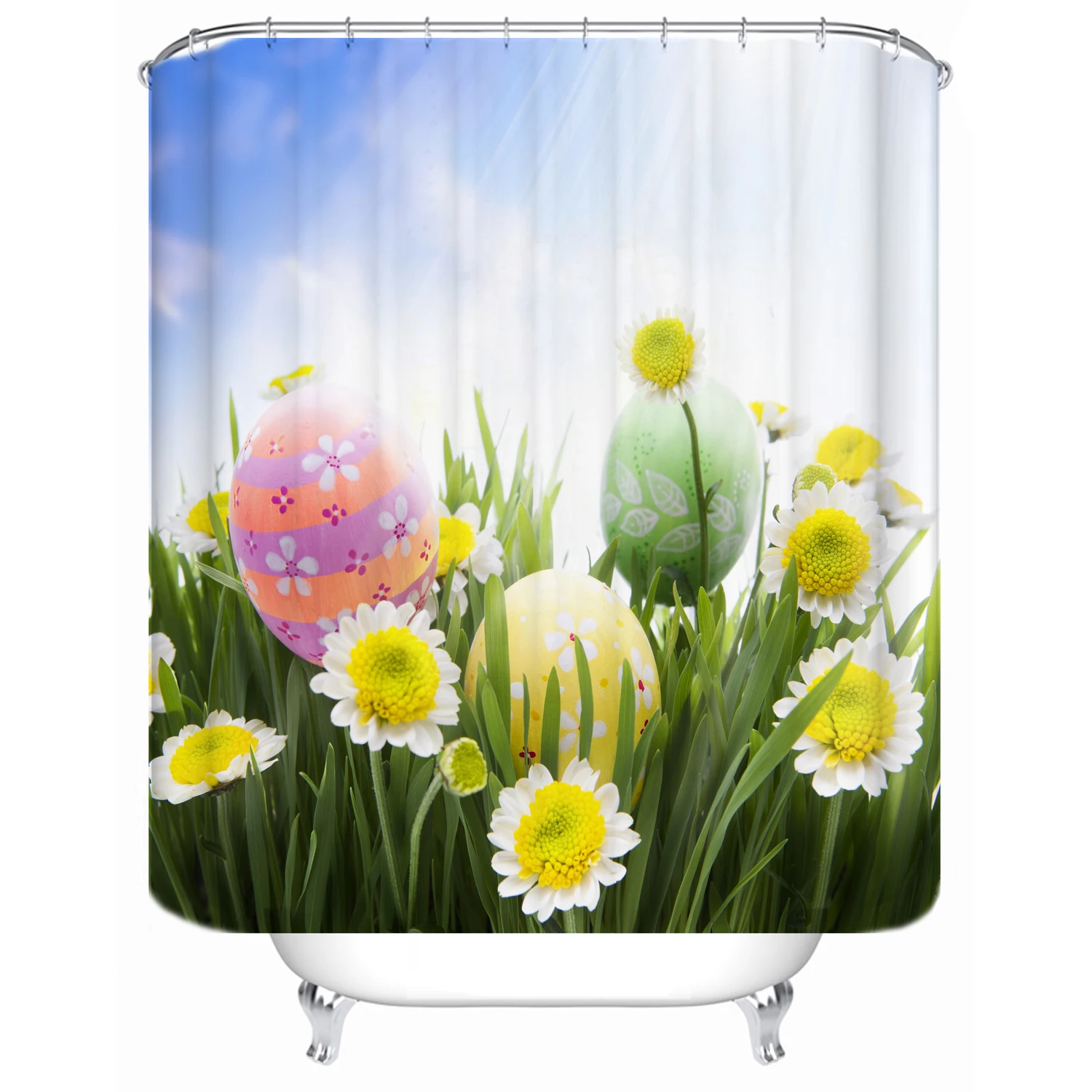 

180x180cm bathroom partition bathtub waterproof shower curtain Easter flowers can be customized printing shower curtain bathtub, Picture