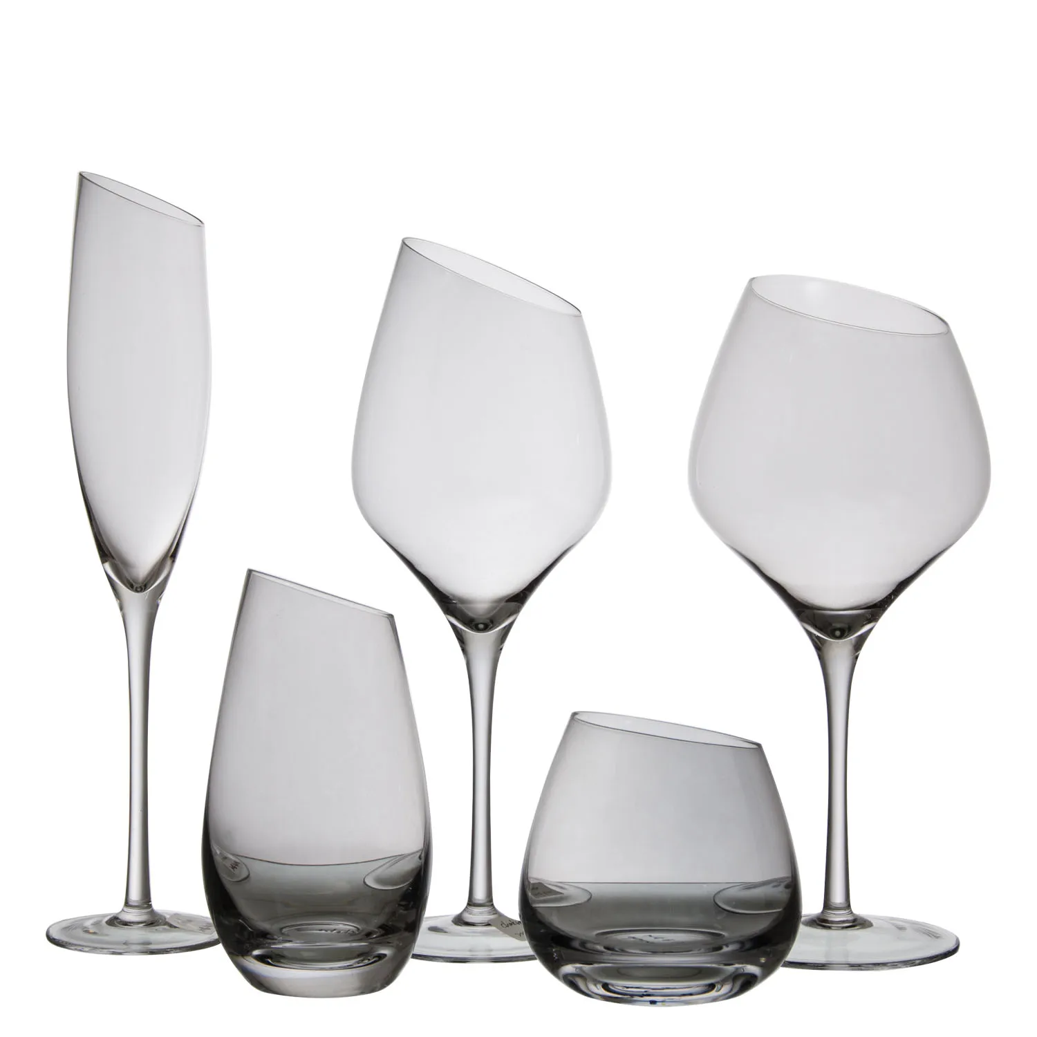 slanted drinking glasses