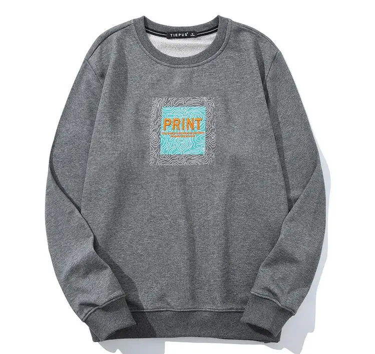 

Mens 2021 new style Hoodie personalized printing large casual cotton with elastic round neck loose hoodie