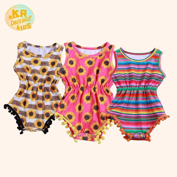 

Toddler Girl Clothes Summer Sunflower Baby Girl Rompers Boutique Clothing Baby Girls' Rompers, Customized color