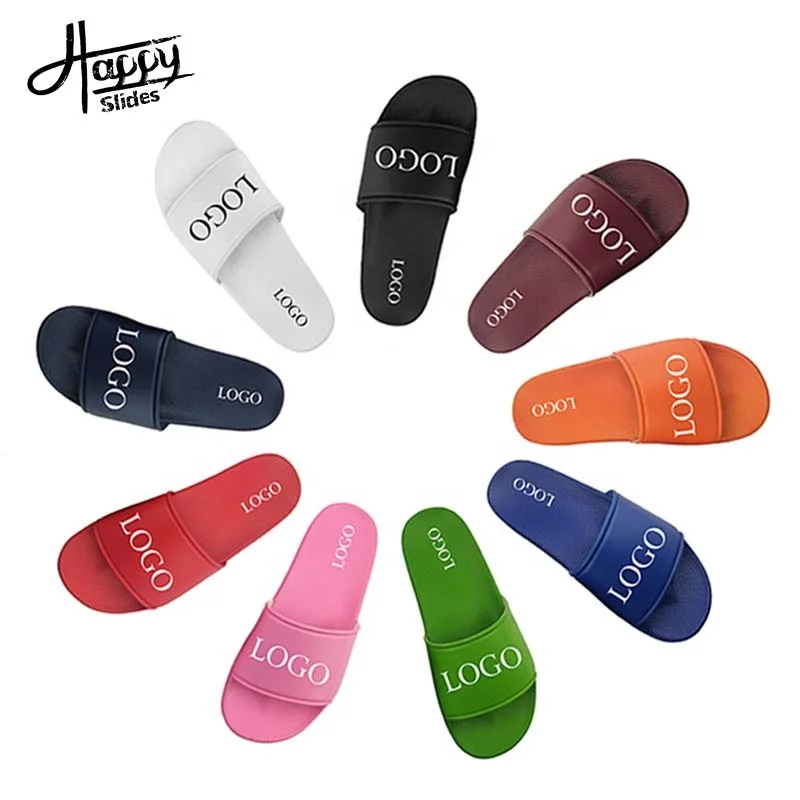 

HappySlide PVC Damen Sandalen Design Flache Sandale Frauen Custom Benutzerdefinierte Leere Pvc Damen Folien Sandalen Slipper, Customized color