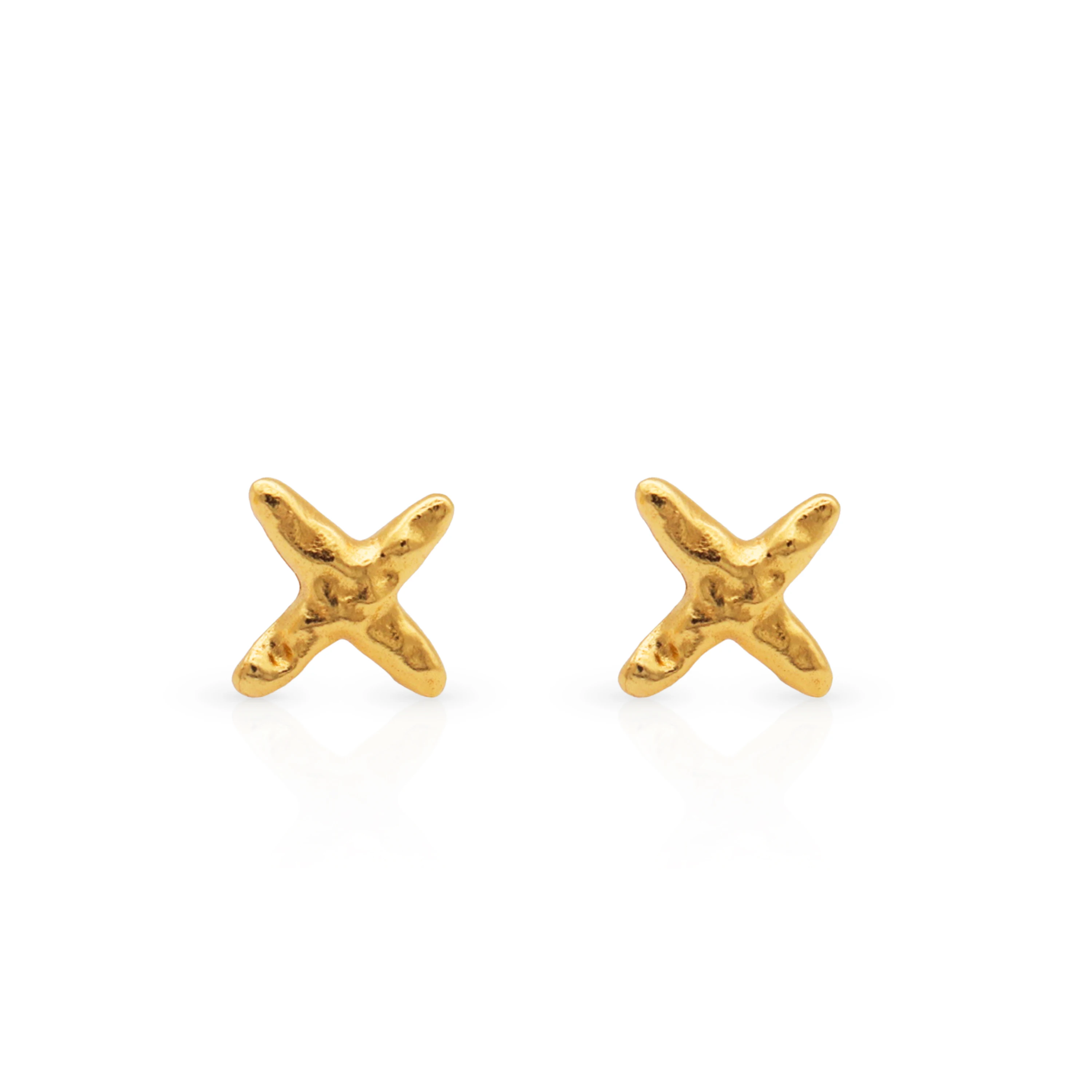 

Chris April fine jewelry 925 sterling silver gold plated Custom vermeil hammer cross Stud earrings for women
