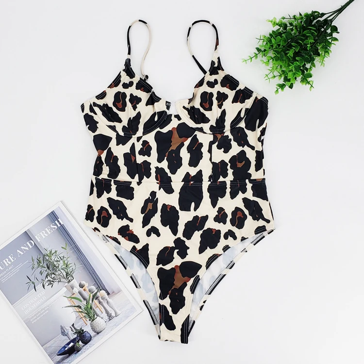 New Leopard One Piece Swimsuit Polyester Print Sexy Ladies Swimsuit ...