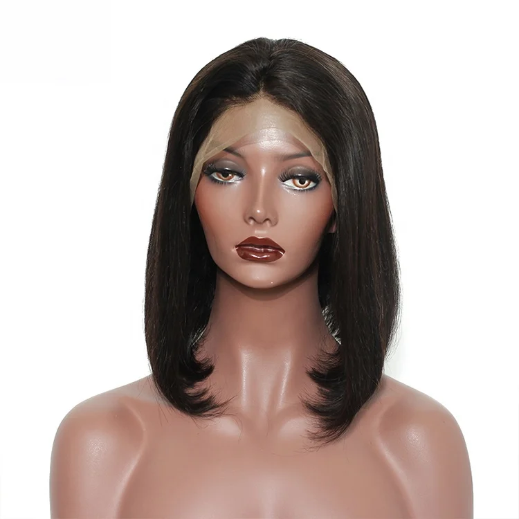 

European Remy Human Hair Natural Color Straight Bob 13*4 Lace Front Wig