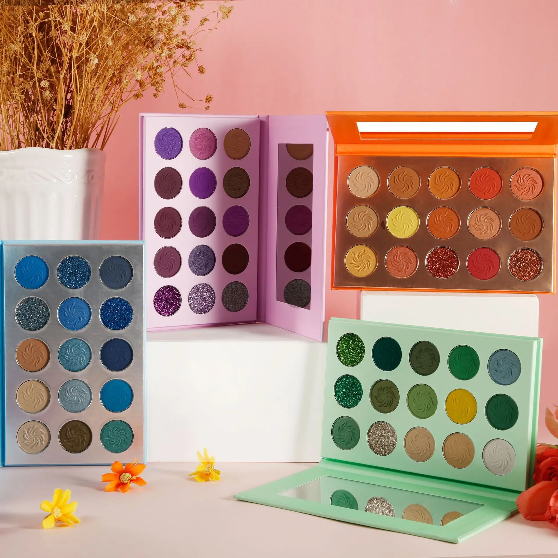 

Custom your brand logo high pigment eyeshadow makeup glitter eyeshadow palette private label, 35 colors