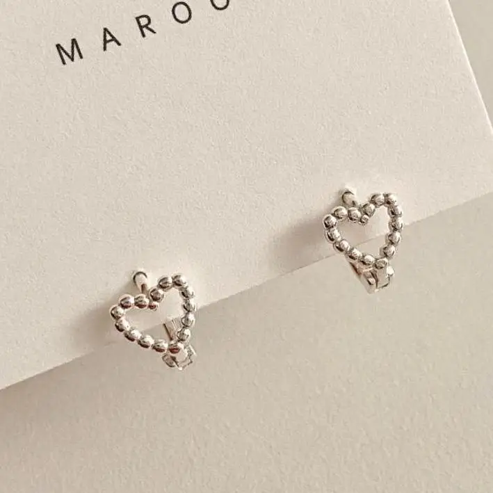 

VIANRLA heart huggie earrings 925 sterling silver tiny beaded heart huggie hoop earrings