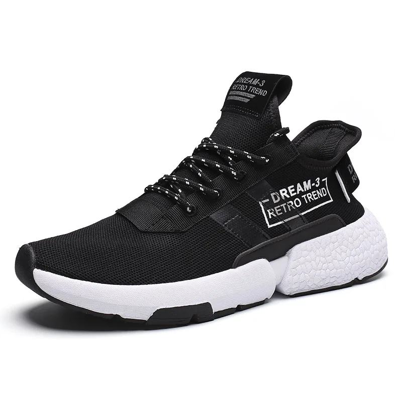 

Brand Logo Custom Fly Weaving Breathable Lightweight Men Sport Shoes Running Sneakers, White,black,black/yellow