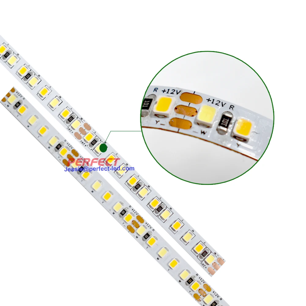 

2835 CCT LED Strip 120eds/m CW/WW Dual White Color Temperature Adjustable Flexible Tape 5m 12V/24V Double Color