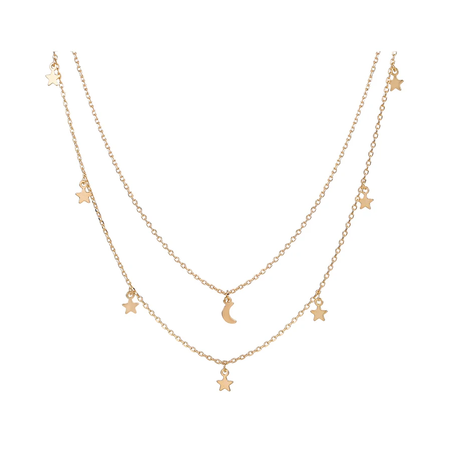

47038 xuping fashion gold necklace hot selling star moon pendant necklace girlfriend gift 2020