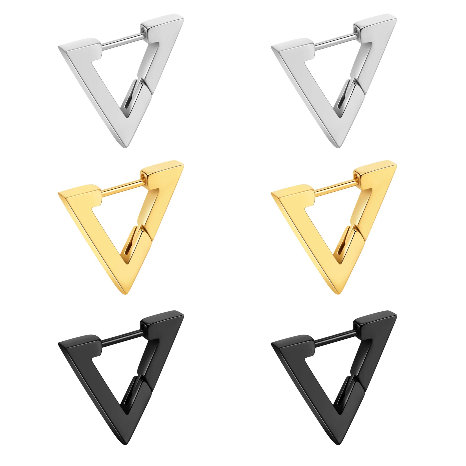 2022 wholesale trendy women mens hip hop punk  triangle hoop earring stainless steel