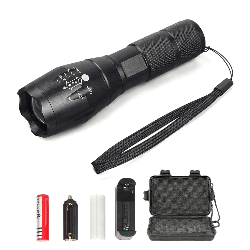 YJN5205 Multifunction Telescopic Zoom Dimming Water Proof High Power Rechargeable Mini Torch Tactical Led Flashlight