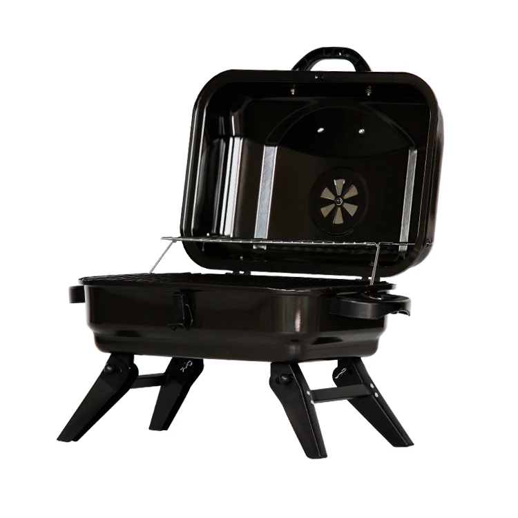 

Outdoor Camping Balcony Portable Steel BBQ Charcoal Grill Tabletop Barbecue Grill, Black