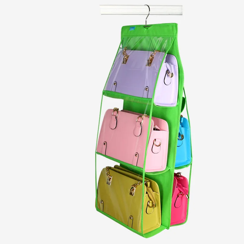 

Home Organization Hook Hanger 6 Pocket Big Bags Storage Folding hanging purse handbag organizer storage