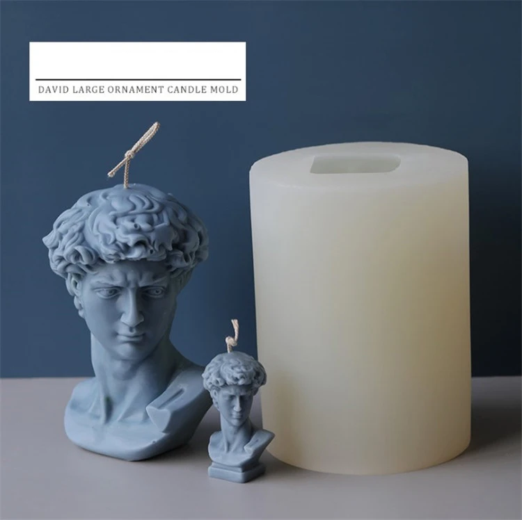 

Large size David head ornament candle mould silicone mold for David plaster portrait candle, Picture colors any pantone color can be customized