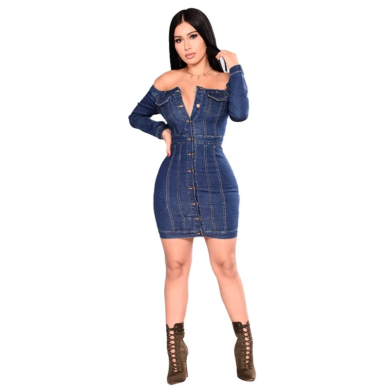

2020 New Arrivals Off Shoulder Denim Dress Women