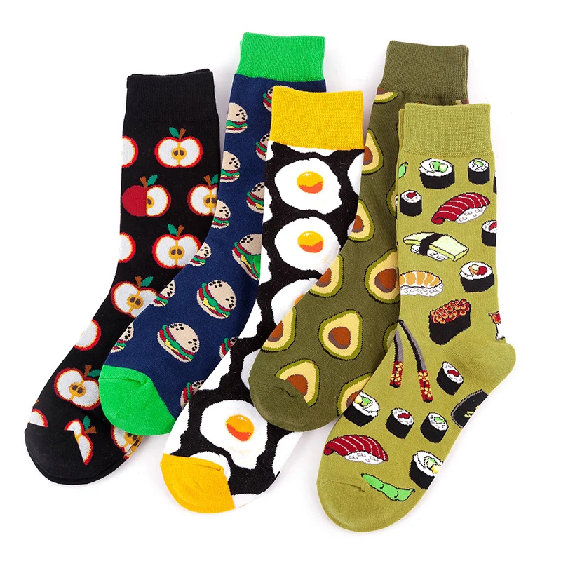 

hotsale funny cute Fruit food animal socks Burger Salmon Omelette unisex happy socks Bulk wholesale custom sox