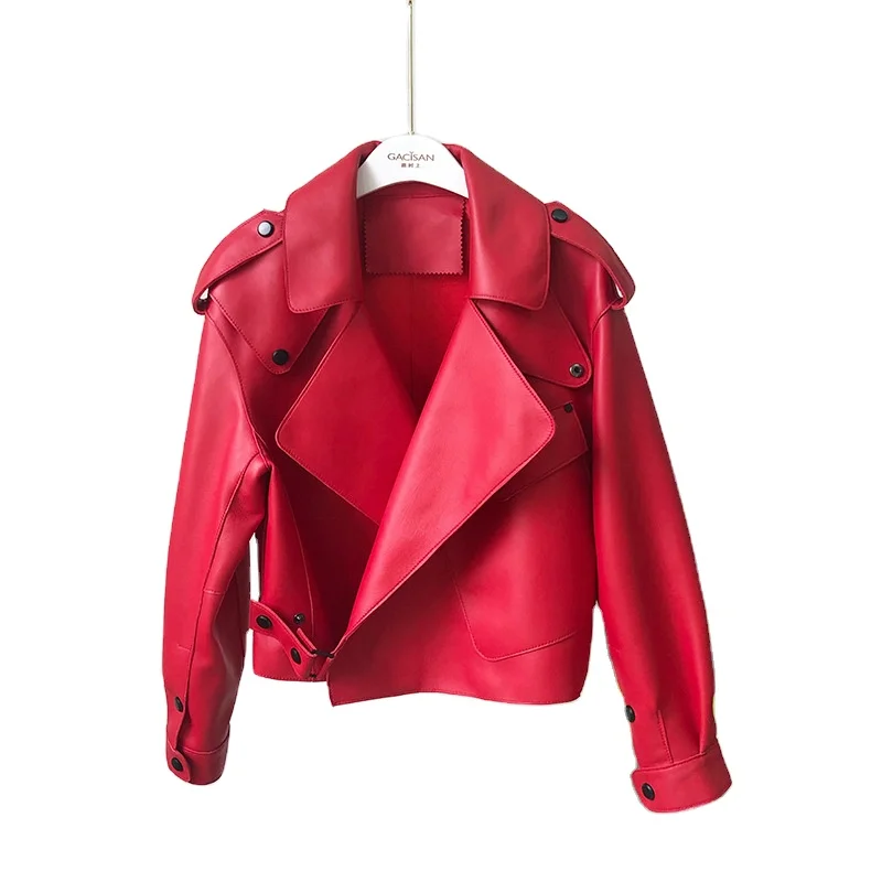 

New Arrival Women Fashion Leather Jackets Women Real Sheepskin Leather Jackets Crop Coat