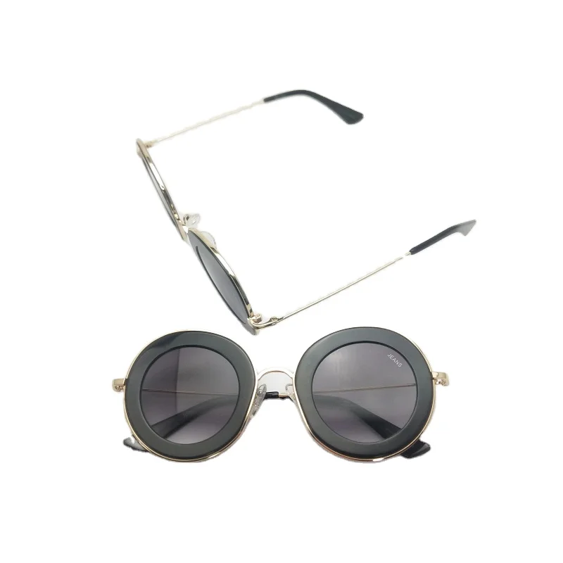 

In Stock High Quality Factory Direct Supply Black Round Sunglasses Acetate Handmade Sun glasses UV400 Shades, Gold/black
