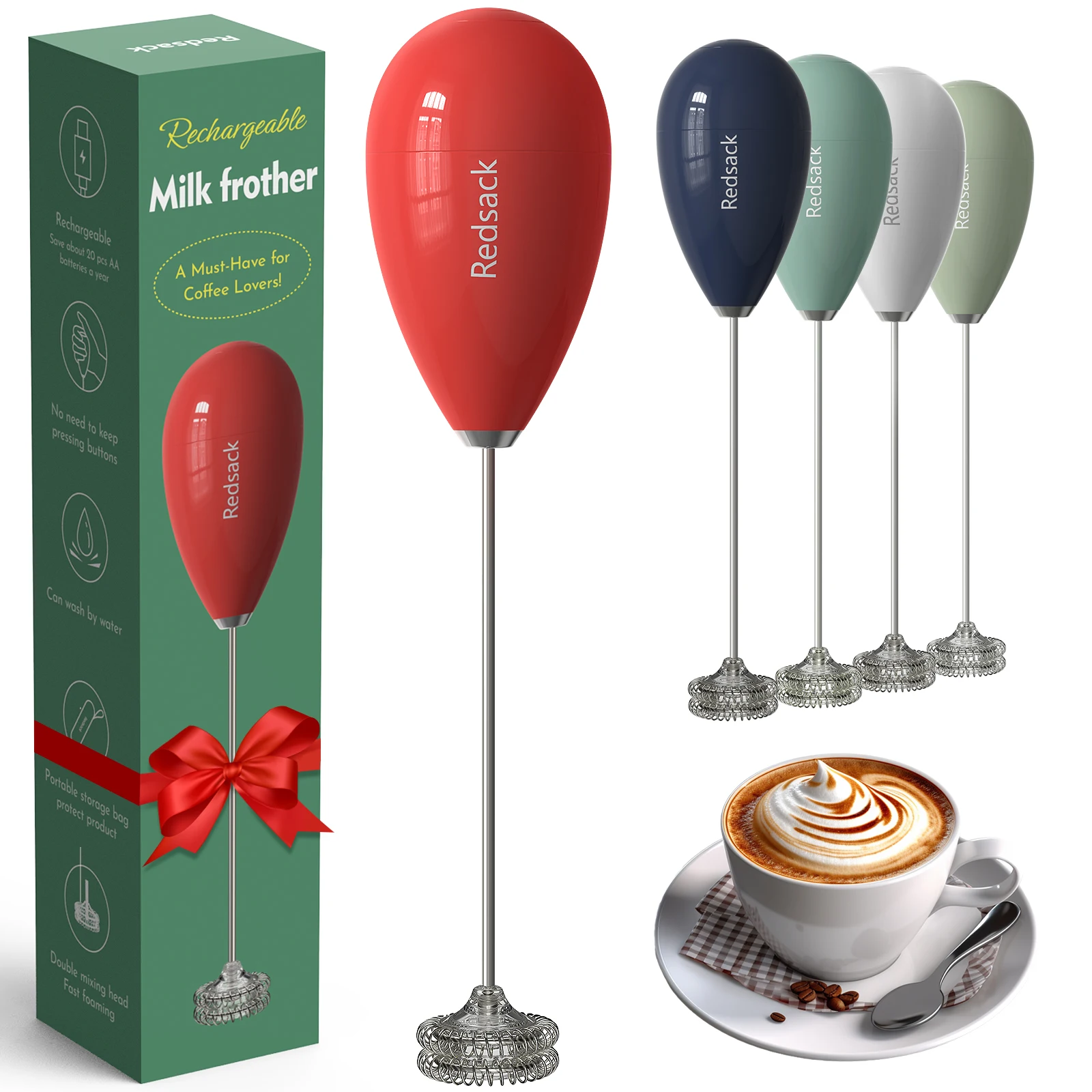 Rechargeable Milk Frother 304 Stainless Steel  Foam Maker Whisk   Beater  Coffee Cappuccino Milk Frother