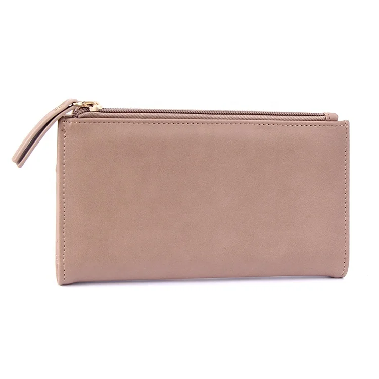 

Custom high quality solid color pu leather wallet minimalism style women purse with zipper, Customized color
