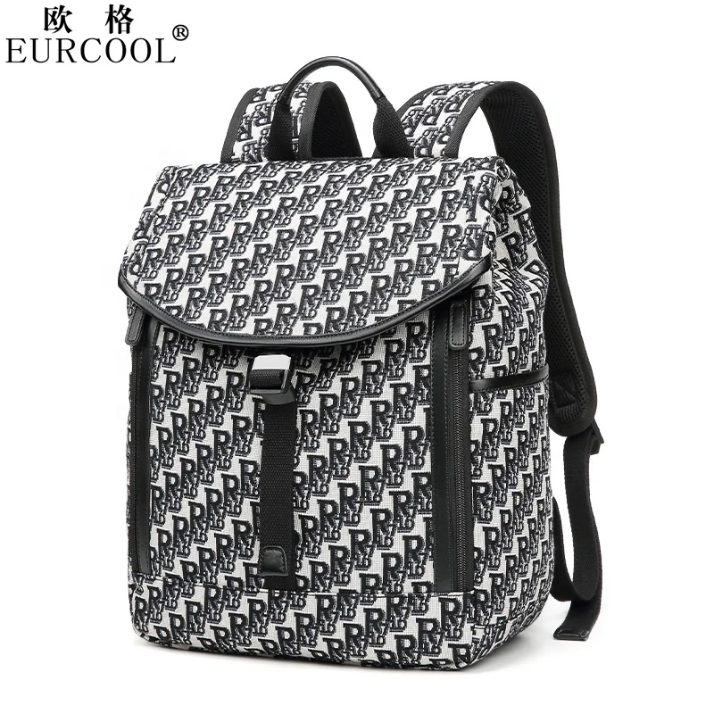 

Eurcool Factory Direct Cheap New Arrival Youth Unisex Bag Personalized Backpack Fashion For College Boy Girl, Black and beige