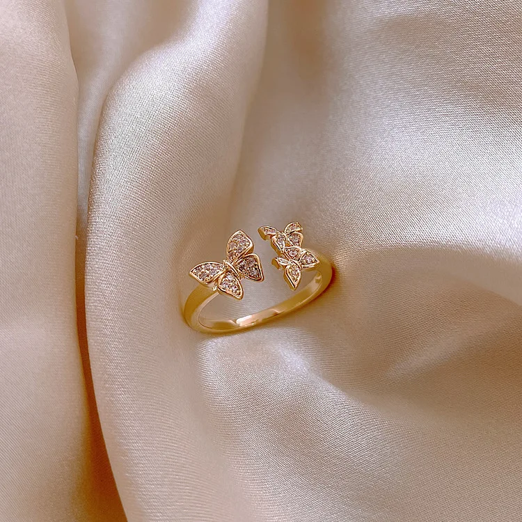 

fashion jewelry trendy adjustable butterfly cz ring