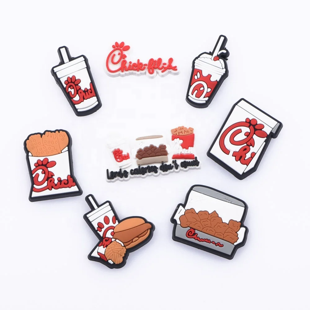 

2021 New Design Chick fil a Potato Chips Fried Chicken Party Christmas Gifts for Clog Shoes Charms, Customized color