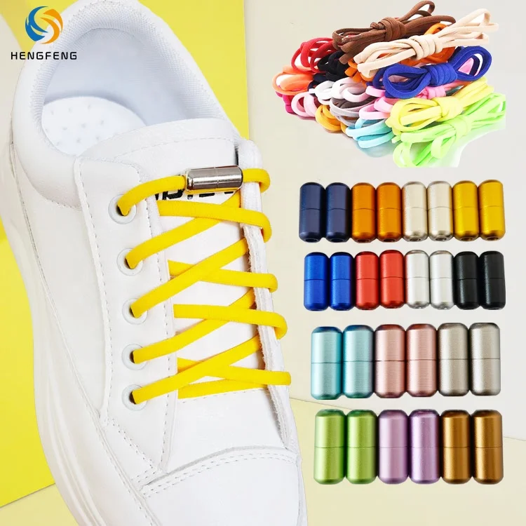 

Wholesale color metal capsule lock oval elastic velvet no tie lazy shoelace shoe laces, Picture color or customized color