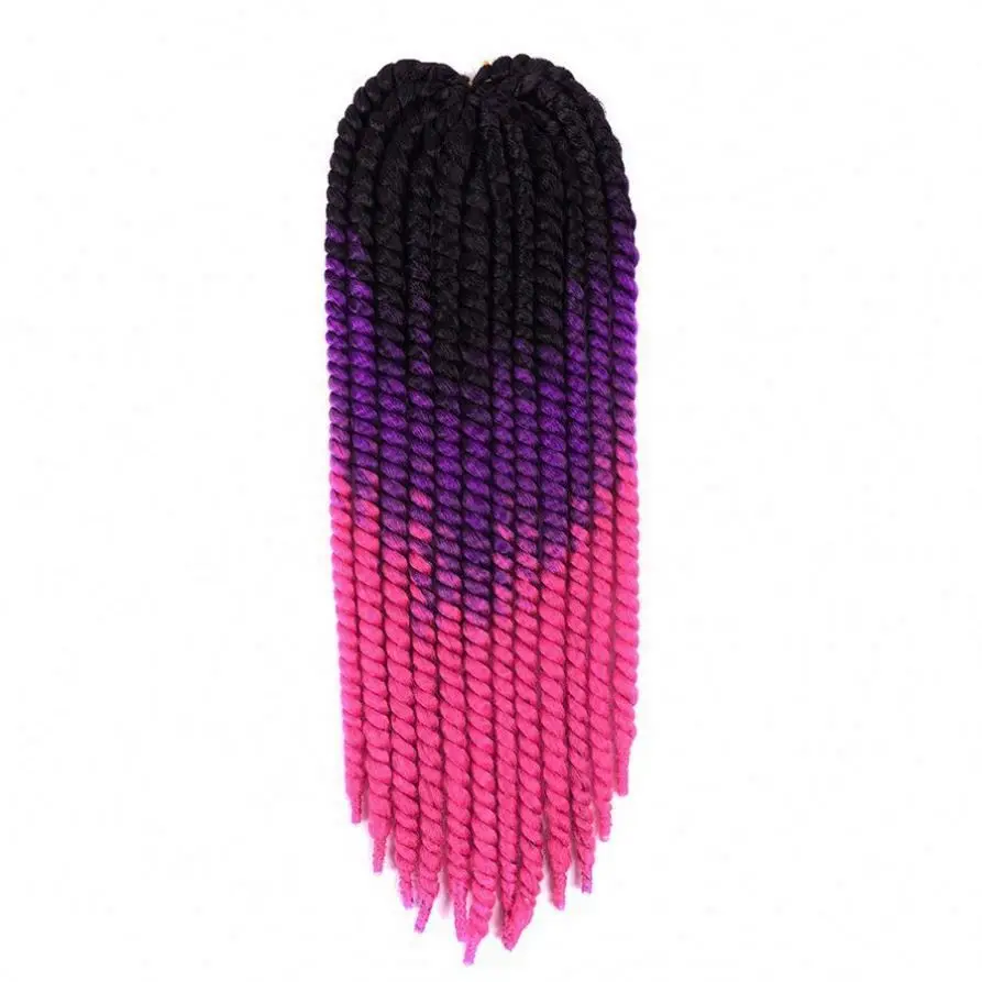 

MYZYR Synthetic Senegalese Twist 22Inch Short Pure/Mix Ombre Crochet Braids Hair Extensions Crochet Twist Hair 12Roots/pack, Pink,black