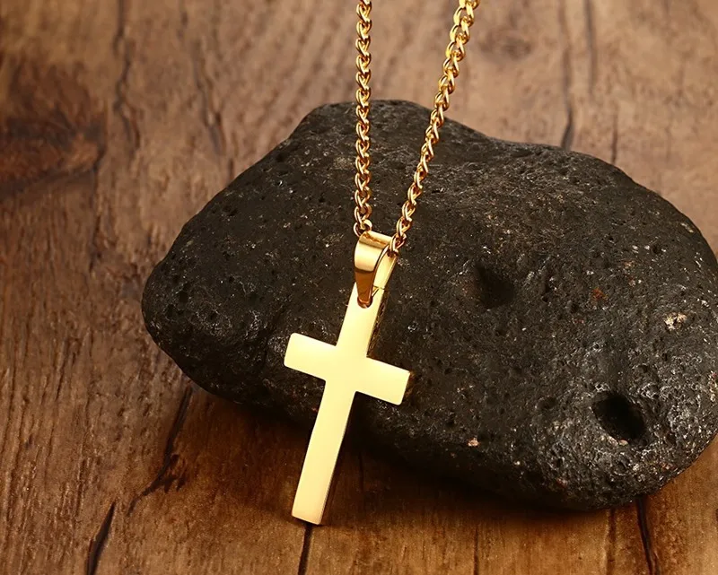 

RFJEWEL Wholesale hot selling religious cross pendant Christian 18K gold stainless steel jewelry necklace for men